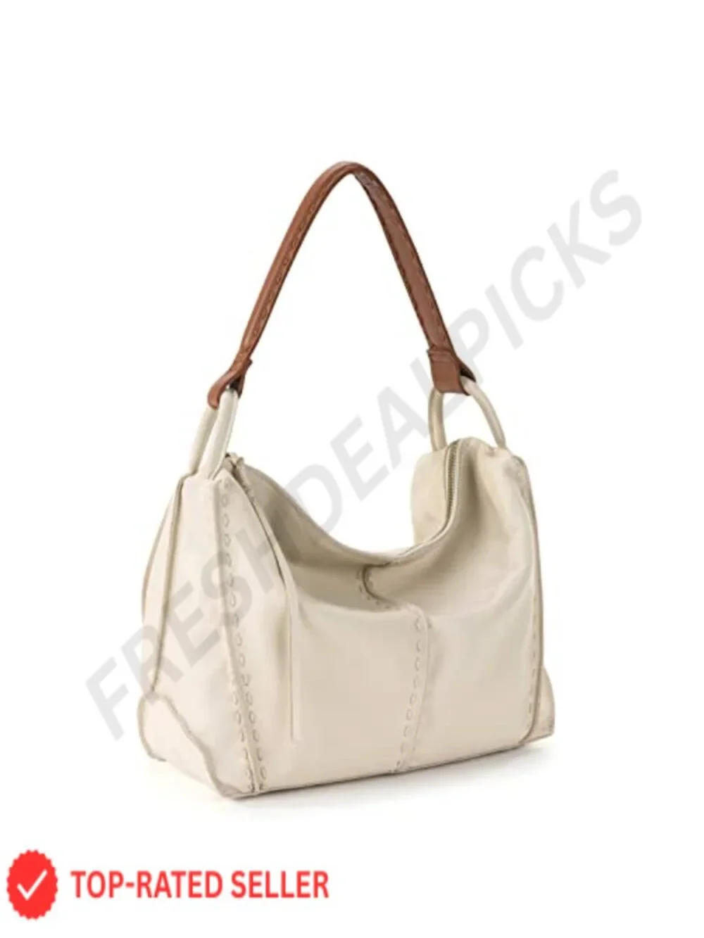Large Leather Hobo Purse with Zipper Pocket Shoulder Bag Travel Handbag